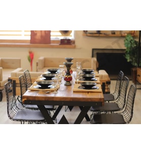 Ntconcept Açık Ceviz Renk Kalın Kenar Masif Doğal Ağaç Yemek Masası(100cm-240cm)