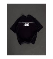 Unisex Bisiklet Yaka Baskılı Oversize T-Shirt - Siyah