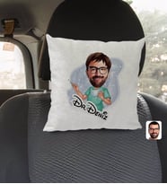 BK Gift Kişiye Özel İsimli Erkek Cerrah Karikatürlü Kare Araç Koltuk Yastığı-1