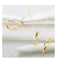 Sonsuzluklu Taşlı 14 Ayar Altın Mini Set