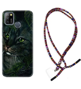 INFINIX Smart 4 5 6 Zero 8 S5 Pro Kılıf Boyun Asklı Rasta Silikon Flowers Cat 1345