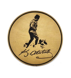 ATATÜRK KOCATEPE Deri PEÇ - Arma - Askeri Patch (Krem)