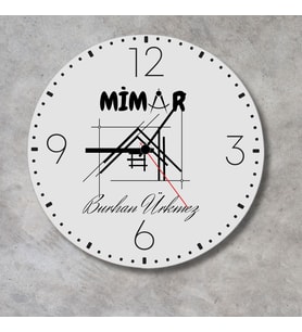 Mimara Hediye İsim Yazılabilir Metal Saat 29cm - Eskiz Tasarımlı Sessiz Akar Saat