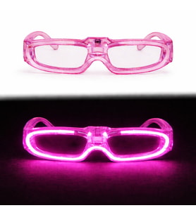 Pembe LED Işıklı Parti Gözlüğü 3 Modlu – Glow &amp; Gece Eğlence Gözlüğü