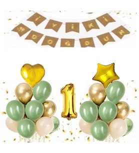 1 Yaş Kraft Gold Varaklı Iyi Ki Doğdun Banner Balon Set