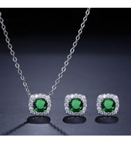 Monemel Yeşil Swarovski Taşlı Kolye ve Küpe Set, Sevgililer Günü Hediyesi