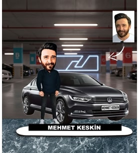 Kişiye Özel Karikatür Volkswagen Passat Arabalı Karikatür Biblo