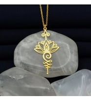 24 Ayar Has Altın Kaplama Lotus Çiçeği Özel Tasarım Gümüş Kolye