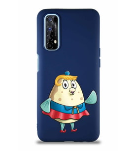 Realme 7 Soft Premier Kapak Bayan Puff Tasarımlı Silikon Kılıf - Lacivert (Şeffaf)