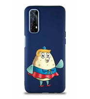 Realme 7 Soft Premier Kapak Bayan Puff Tasarımlı Silikon Kılıf - Lacivert (Şeffaf)