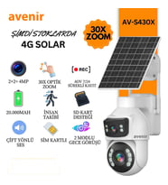 Avenir AV-S430X 2 Panelli 30X Zoom Çift Kameralı E-Sim Aov Teknolisi 7/24 Kayıt (Beyaz)