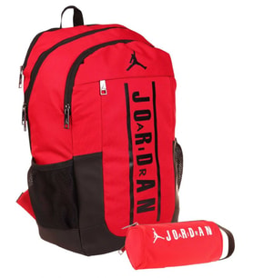 Jordan Air Boston Dört Bölmeli Okul Çantası ve İki Bölmeli Kalemlik Seti - Kırmızı - Laptop Bölmeli (Çok Renkli)