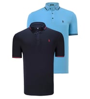 İKİLİ SET T8586 DEWBERRY ERKEK T-SHIRT-LACİVERT-AÇIK MAVİ