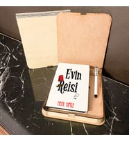 Evin Reisi Ahşap Kutulu Defter Kalem Set
