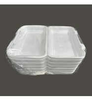 Dağyüce 36/D Tek Kullanımlık Köpük İskender Kapaklı Kase Kutu - 23.5x15 Cm. - 10 Adetlik 1 Paket (Beyaz)