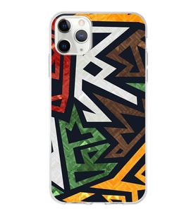 Apple iPhone 11 ProMax Uyumlu Kapak  Soyut Grafiti Tasarımlı Şeffaf Silikon Kılıf