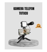 Mey İthalat® Telefon Video Çekim Kiti LED Aydınlatma Mikrofon Tripodlu Tam Set