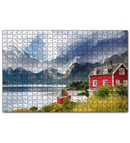 Cakapuzzle Norveç Dağ Göl Evi  Puzzle Yapboz MDF (Ahşap) (120 Parça)