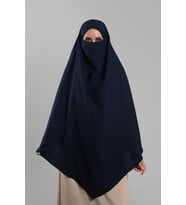 Lacivert Pratik Hazır Geçmeli Tesettür Eşarp Krep Bağcıklı Çift Katlı Sufle Hijab 2314_02