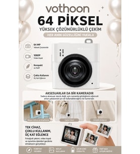 Mini Dijital Kamera 64mp 16x Digital Zoom Retro Vintage 1.4 ekranlı Video Kamera Taşınabilir Tasarım Beyaz