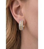 Xuping Halka Zirkon Taşlı Rose Gold Kadın Küpe (Mürdüm)