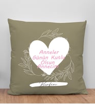BK Gift Kişiye Özel İsimli Anneler Günü Tasarımlı Haki Kırlent Yastık, Anneye Hediye, Ev Dekorasyonu, Anneler Günü Hediyesi-2