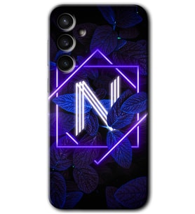 Galaxy S23 FE Kılıf HD Desen Baskılı Arka Kapak - Dark Neon Yaprak N Harfi