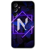 Galaxy S23 FE Kılıf HD Desen Baskılı Arka Kapak - Dark Neon Yaprak N Harfi