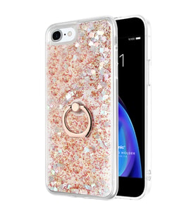 Microsonic Apple iPhone SE 2022 Kılıf Glitter Liquid Holder Gold