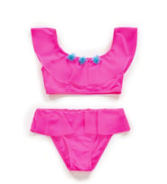 Endeep Kız Çocuk Volanlı Aksesuarlı Pembe Bikini Takımı
