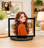 Kişiye Özel Fotoğraflı Anime Çizgi Film Çerçeve Kadın Karikatür Portre, Anlamlı Hediye
