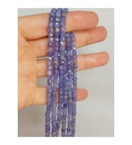 Bileklik Boy Tanzanit Taşı Küp Şekilli Yarım Dizi 4mm (45932) (18CM UZUNLUĞUNDADIR)