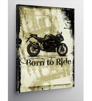 Kanvas Tablo Born To Ride Motosiklet Temalı