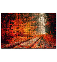 Cakapuzzle Tren Yolu Orman Bir Sonbahar Resmi  Puzzle Yapboz MDF (Ahşap) (120 Parça)