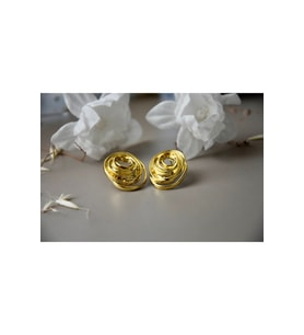 Çelik Küpe Sarmal Desen Gold
