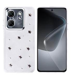 Infinix Smart 9 Uyumlu Kılıf Airbag Tasarımlı Simli Şeffaf Zore Kutup Kapak (Beyaz)