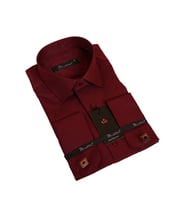 Bordo Rahat Kesim Micro Kumaş Kol Düğmeli Regular Fit Erkek Gömlek - 190-13