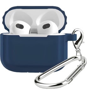 Airpods 3 Uyumlu Rubber Silicone Case Kancalı Yumuşak Silikon Kılıf Airpods 3 Uyumlu Kulaklık Kılıfı (Mavi)