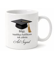 İsimli Mezuniyet Kep Desenli Baskılı Kupa Bardak Hediye Porselen Mug