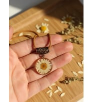 Gerçek Çiçek Takı Papatya Reçine Kolye
