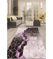 Dijital Kaymaz Taban Yıkanabilir Modern Renkli Salon Halısı Mutfak Halısı Yolluk ND-HT-1399 (Mor)