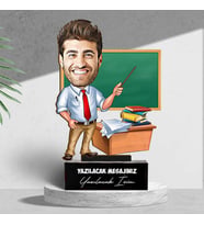 Kişiye Özel Güler Yüzlü Öğretmenim Karikatürlü Biblo