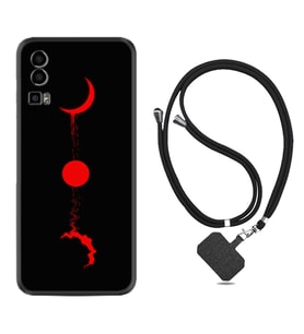 General Mobile Gm 23 Kılıf Silikon Boyun Askılı İpli Desenli Silikon Red Moon 1710