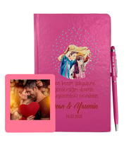 Sevgililer Gününe Özel Pembe Defter Kalem & Instagram Çerçeve Hediye Seti 26