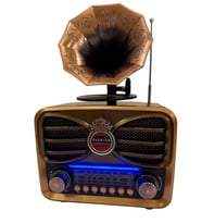 RT-607 Gramafon Tasarımlı ve Görünümlü , Nostalji Bluetooth/USB/Sd/ Radyo Mp3 Player Müzik Kutusu