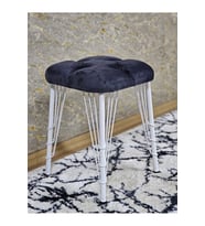 Kare Beyaz Boyalı Telli Ayaklı Tabure - Oturak - Bar Taburesi - Ayaklı Tabure Füme Renk 33 x 48 Boyut/Ebat (Çok Renkli)