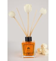 xCEMx Parfüm 120 ML AMBER Çiçek Taşlı Bambu Çubuklu Oda Kokusu (Turuncu)