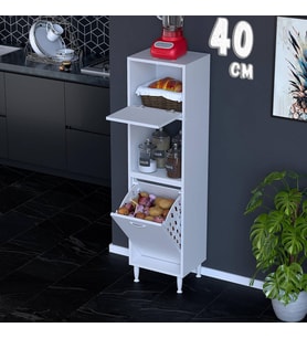 Eliusta Mayra 40 cm Çok Amaçlı Kiler Dolabı Mutfak Banyo Düzenleyici Tek Sepet Dar Alan Ekmeklik 40x150x32cm