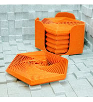 3D Baskı Super Fidget Coaster Seti - Altıgen Desenli Bardak Altlığı ve Tutucu-Turuncu