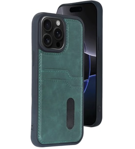 iPhone 14 Pro Max Kılıf Sara Kartvizitli Deri Kılıf - Koyu Yeşil